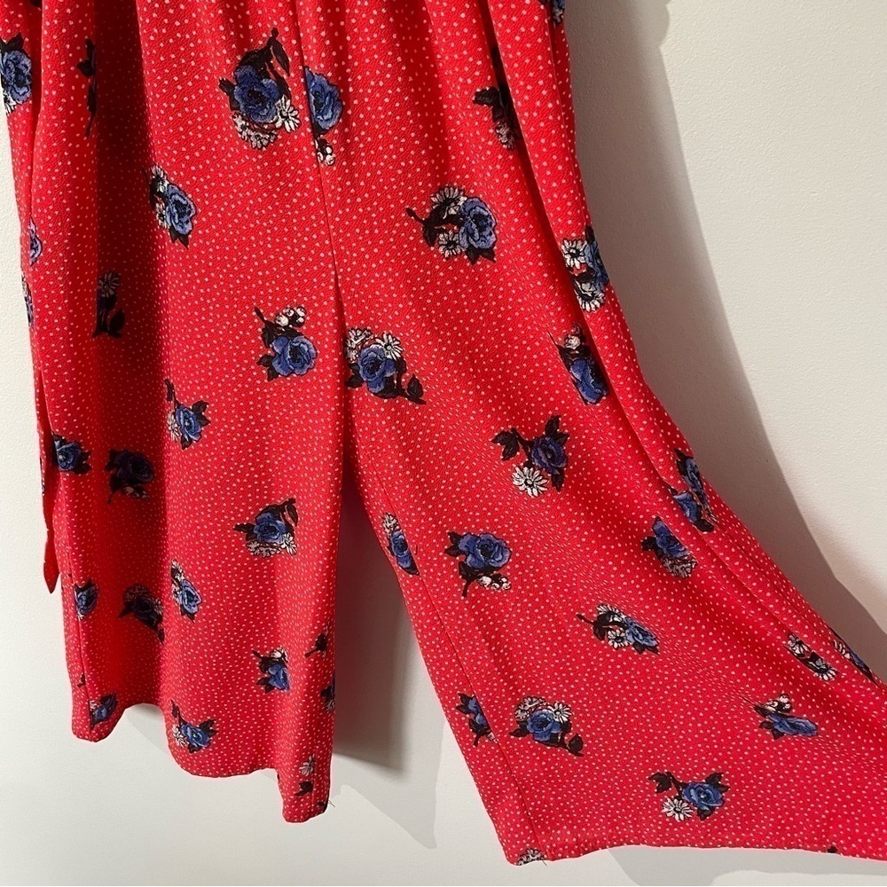 Ripe Wide Leg Jumpsuit Womens S Red Blue Floral Romper Casual Travel Summer EUC - Picture 5 of 8